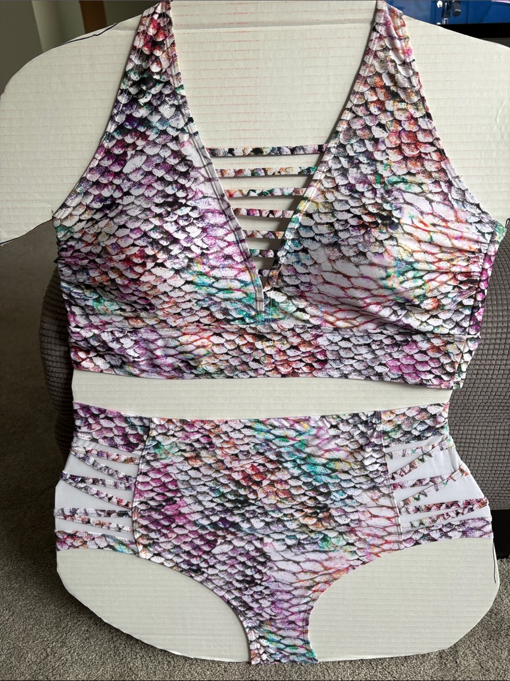 Scaly Print Two-Piece Strappy Bikini - Multi Color